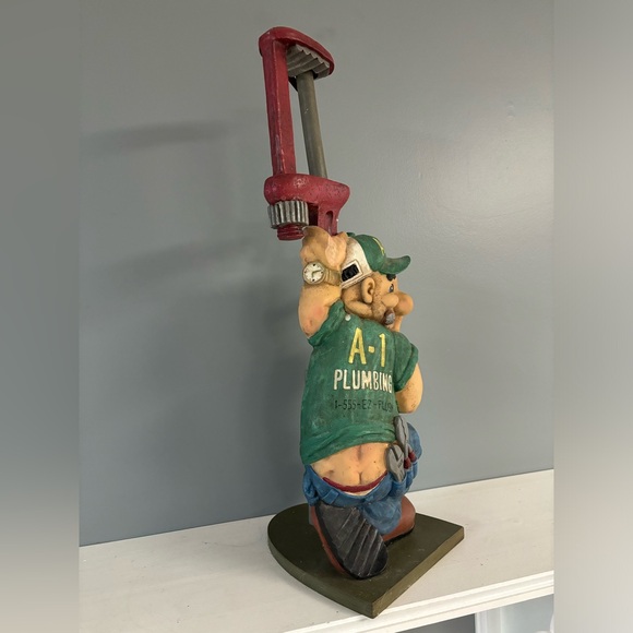 {Collections etc} A-1 Plumbing 1-555-EZ-Flush Plumber Wrench Toilet Paper Holder - Picture 4 of 4